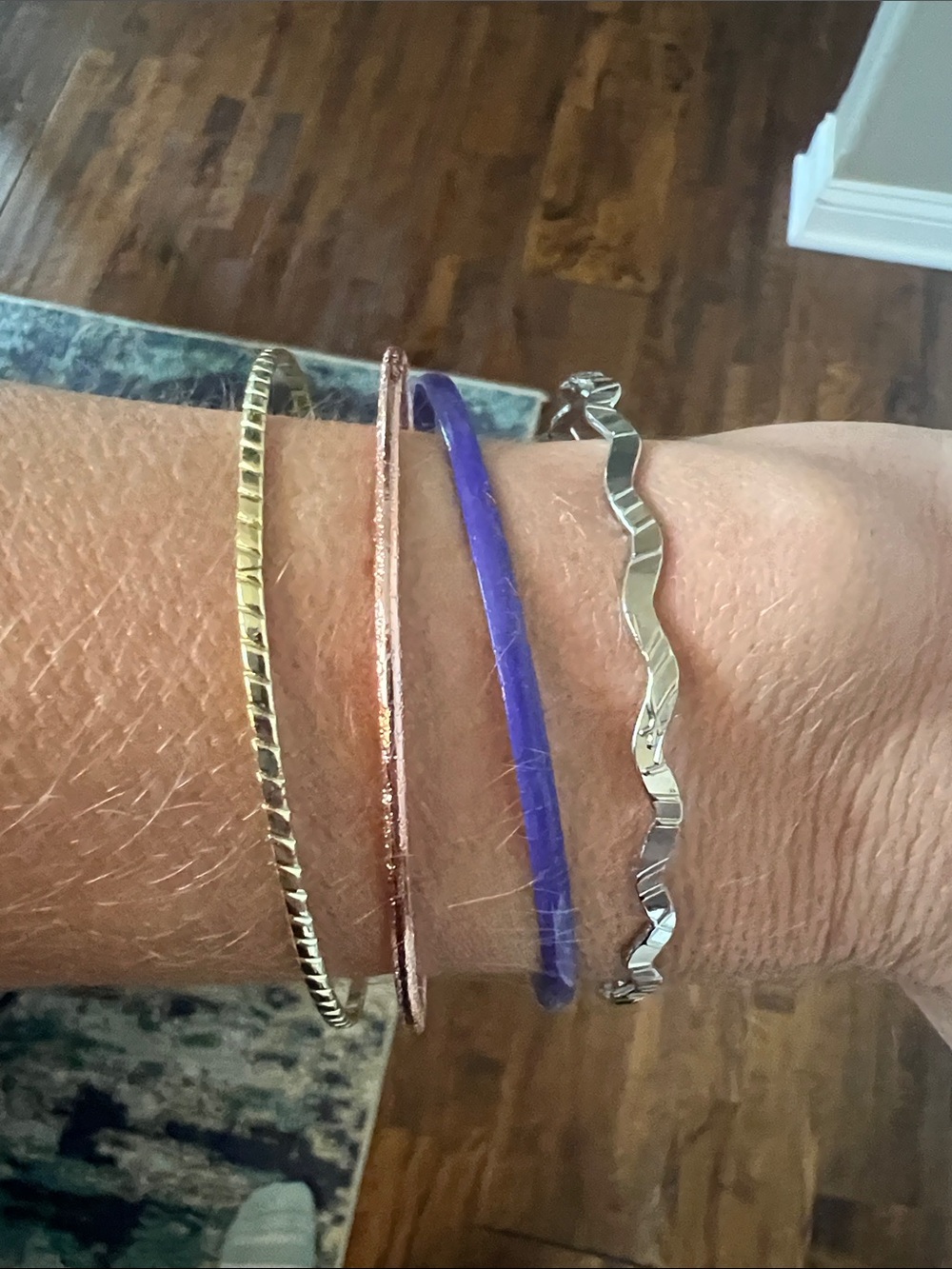 Women’s Mixed Metal and Purple Bangle Set